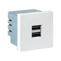 Розетка USB A+A, 2,1А, 2 гнезда, без индикатора | код  E2MR2-20USB-10 | EKF